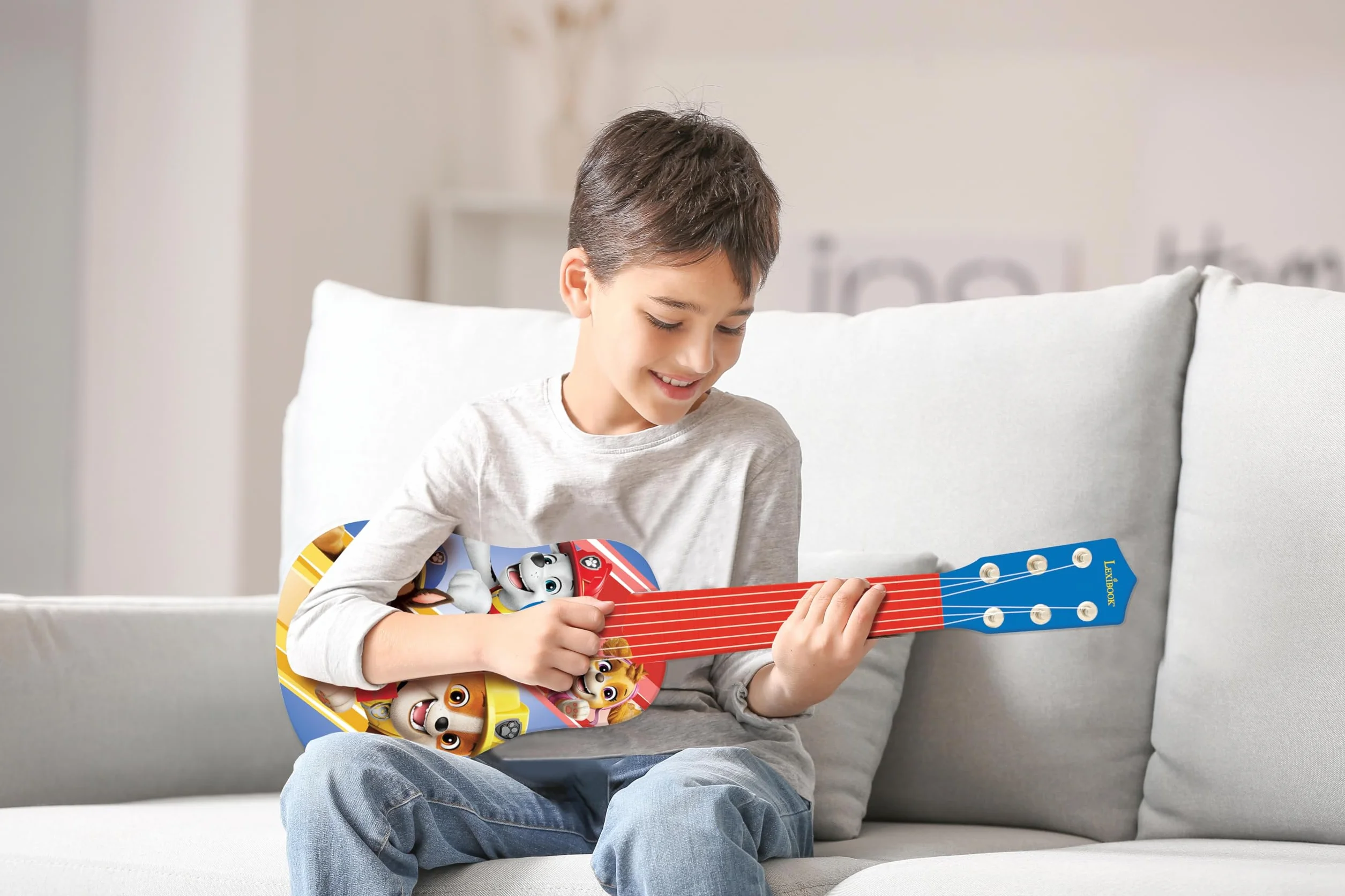 Lexibook Paw Patrol La Squadra dei Cuccioli Chase La mia Prima Chitarra, 6 corde in nylon, 53 cm, guida inclusa, blu/rosso, K200PALXB