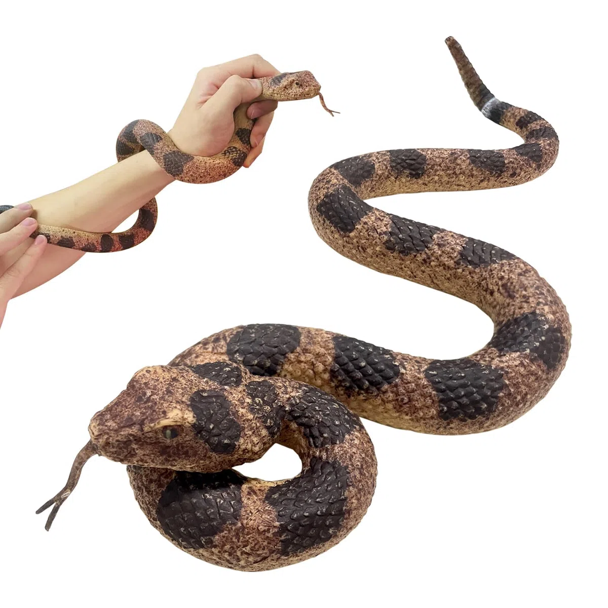 Serpente Finto, Serpente in Gomma Morbida, Serpenti Finti Realistici, Gomma Serpente Giocattolo, per Spaventare Gli Uccelli Oggetti di Scena da Giardino, Festa di Halloween (A)