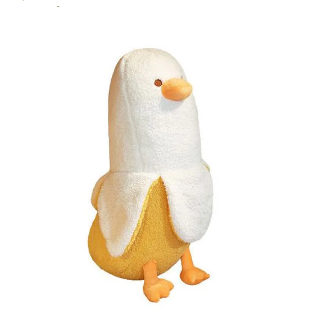 OUKEYI Simpatico Peluche a Forma di Anatra alla Banana, Cuscino Lungo Divertente da Abbracciare, Regalo Morbido per Ragazzi