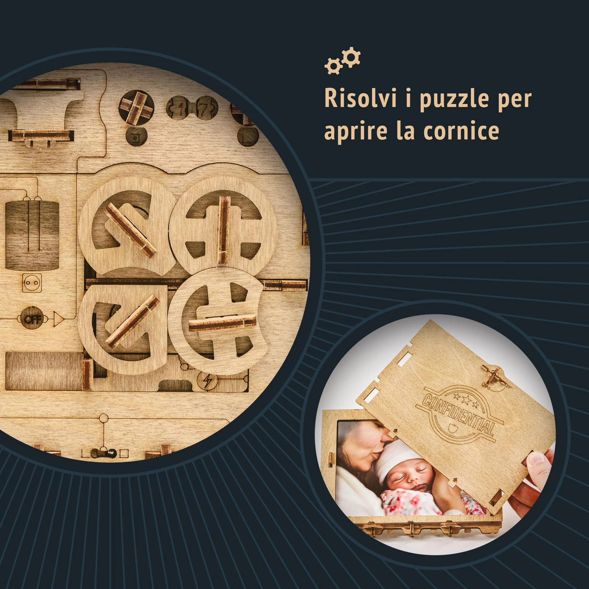 iDventure Clueframe - Cornice fotografica segreta - Personalizzato regalo - Escape Room gioco in legno - puzzle 3D - regali per lei - scatola rompicapo - regalo fidanzato - puzzle rompicapo adulti