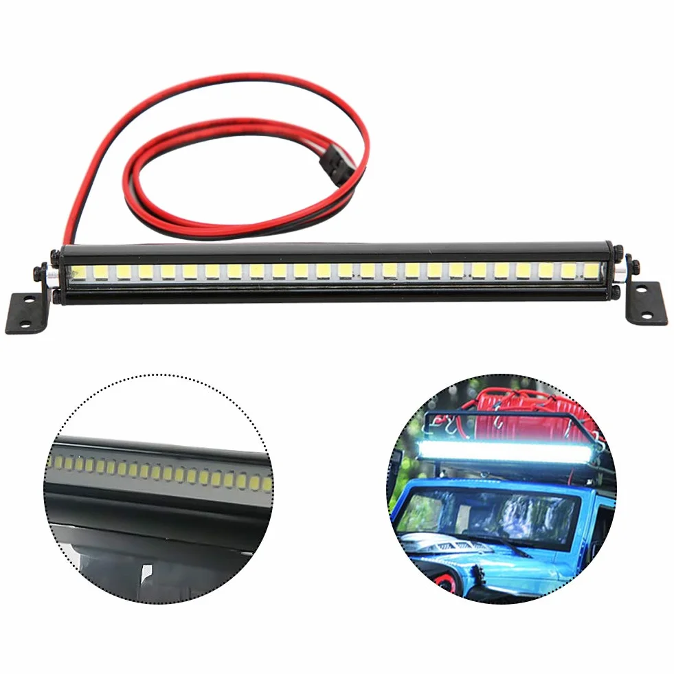 KIMISS Rc Light Bar Rc Luci per Auto Metallo + Plastica Nero 24 LED Luci da Tetto Bar Lampada da Tetto Decorazione Rc Accessorio Adatto per Scx10 1 10 4Wd Car