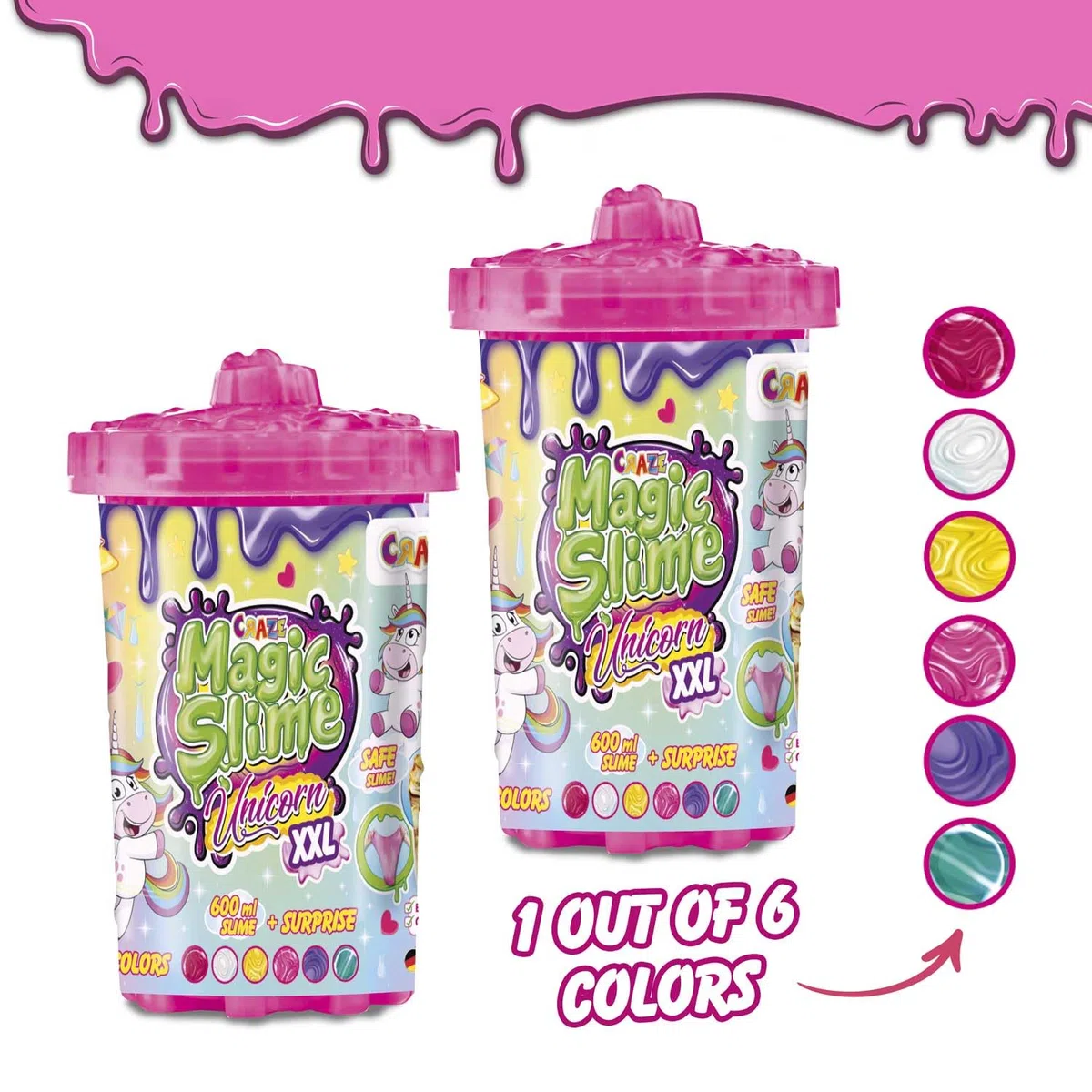 CRAZE MAGIC SLIME UNICORNO, slime per bambini XXL con figura di unicorno 600 ml glitter slime, giochi bambini 34392