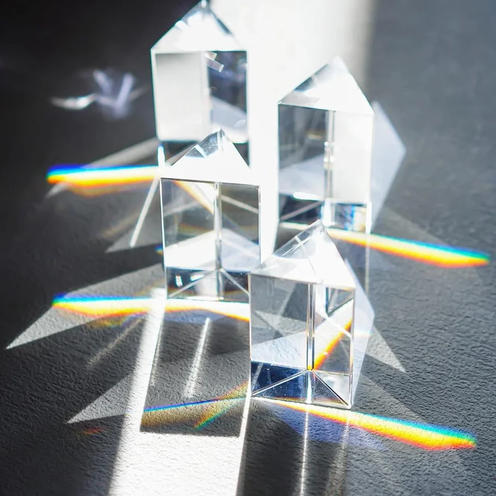 Prisma Triangolare per Luci Prismi Ottici in 4 Pezzi Trasparenti