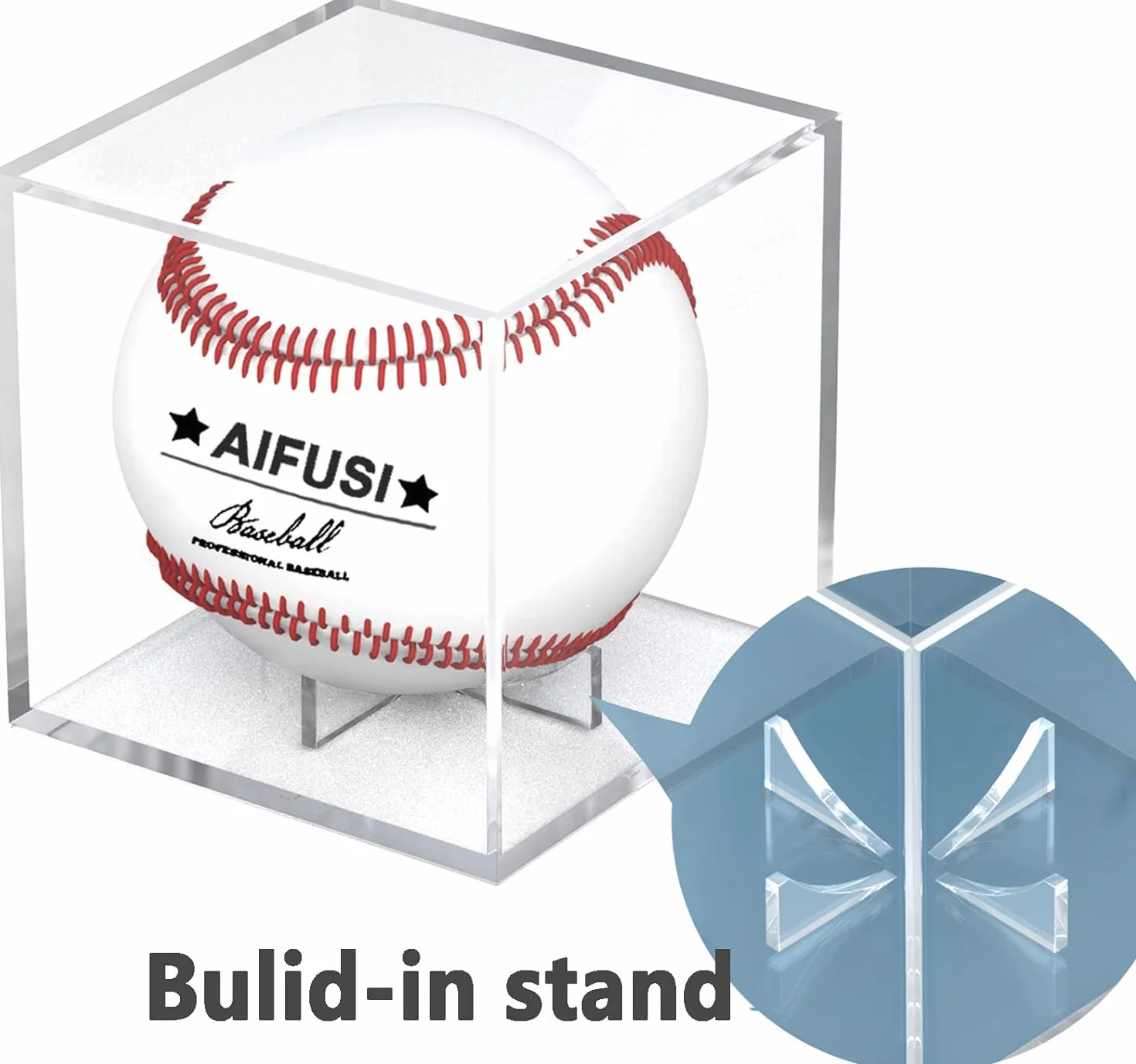 AIFUSI - Espositore da baseball, con protezione UV, in acrilico, quadrato, trasparente, ideale per palloni da baseball