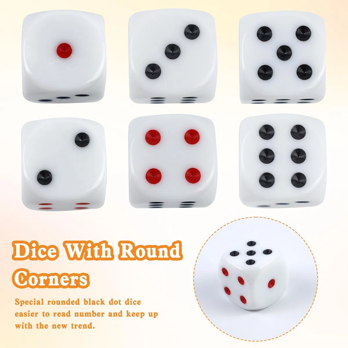 Set di 5 dadi grandi da gioco da 30 mm, set di dadi in acrilico da 6 lati con angoli arrotondati, dadi da gioco per giochi da tavolo, dadi standard D6 per poker, giochi per feste e giochi per