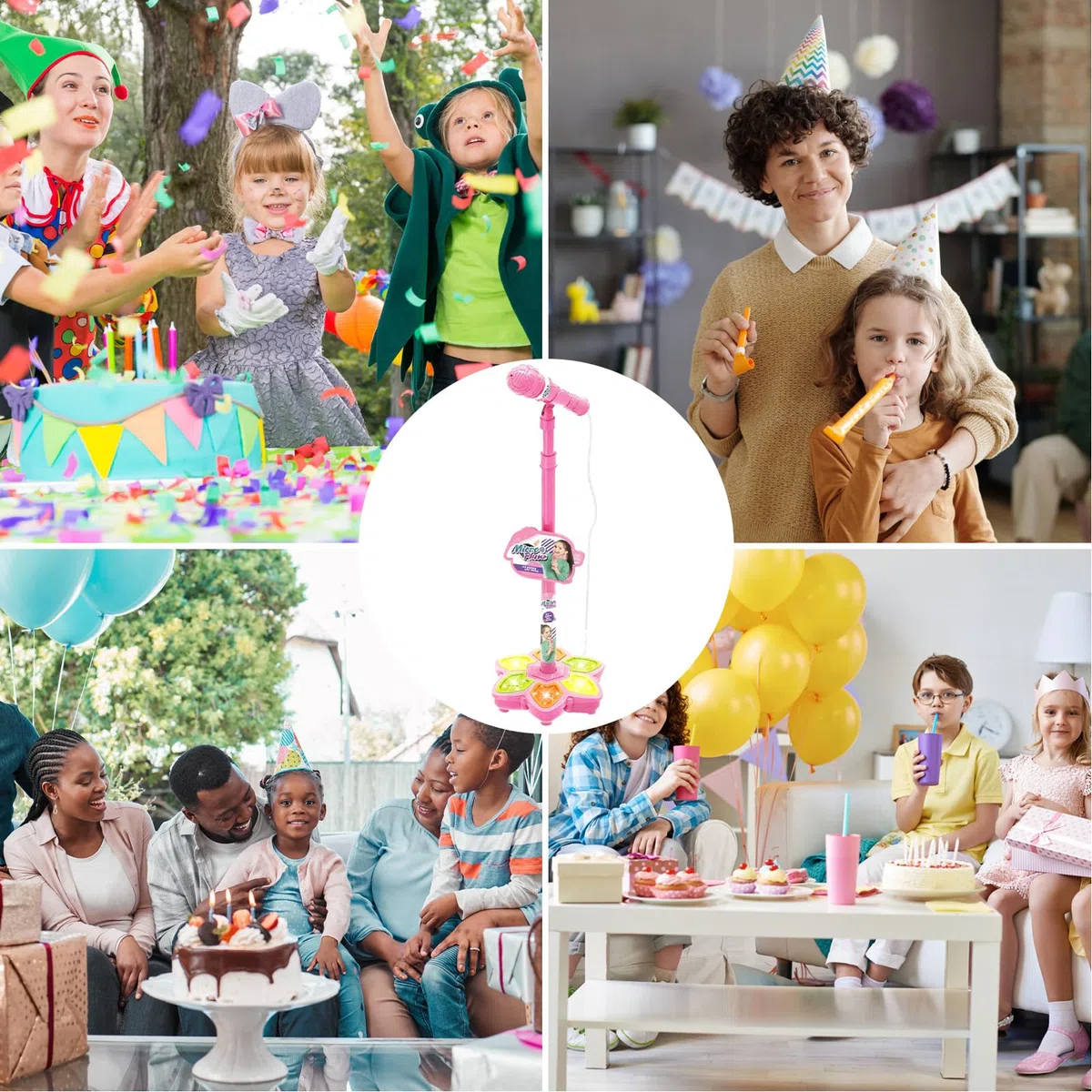 Microfono Giocattolo per Bambini,Accessorio Karaoke Senza Fili con Multicolori,Macchina Karaoke con Supporto | per Bambini, Ragazzi e Ragazze, Feste di Compleanno, Performance e Gioco