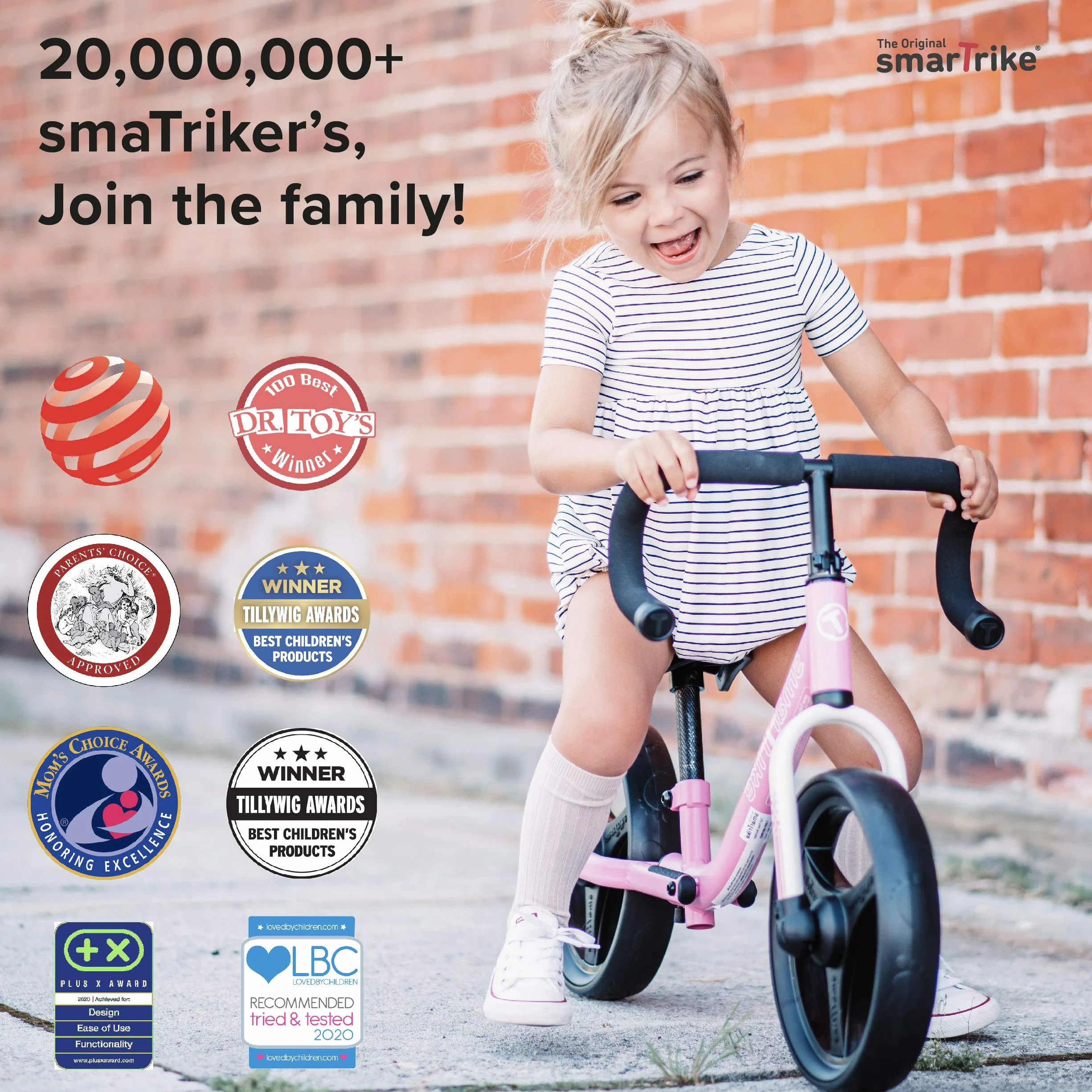 smarTrike Folding Balance Bike, Bicicletta Pieghevole con Attrezzi di Sicurezza per 2-5 Anni, Colore: Rosa Unisex-Bimbi 0-24, s