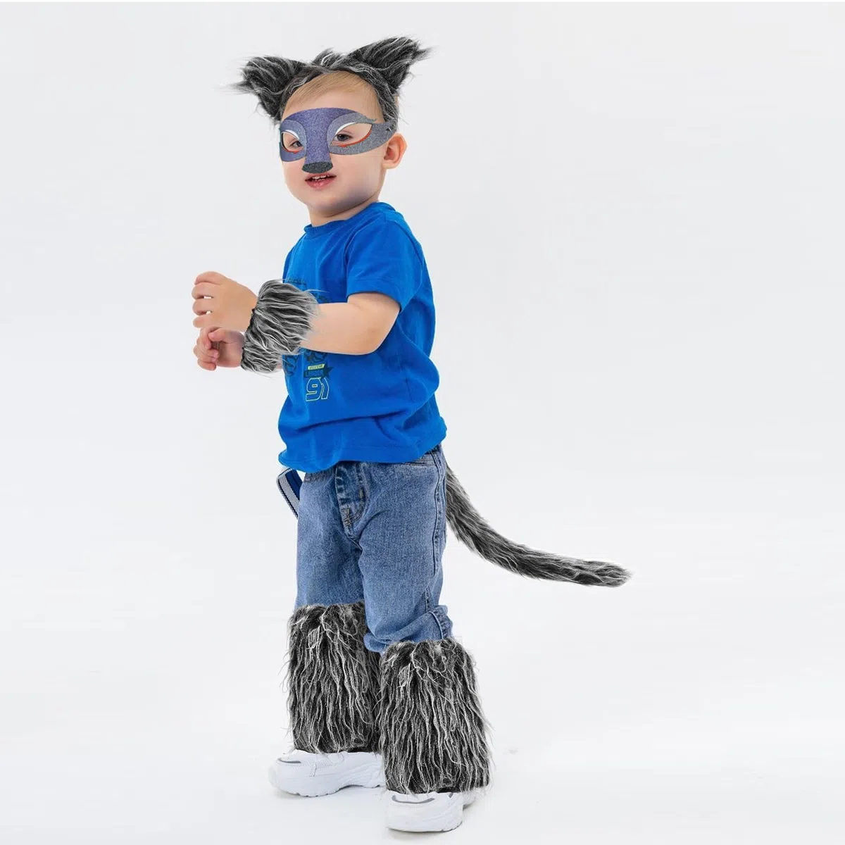 XEPST Set di costumi da lupo animale, orecchie e coda di lupo con fascia di lupo zampe di lupo soffici maschera di lupo coda di lupo per costume di animale cosplay compleanno Halloween