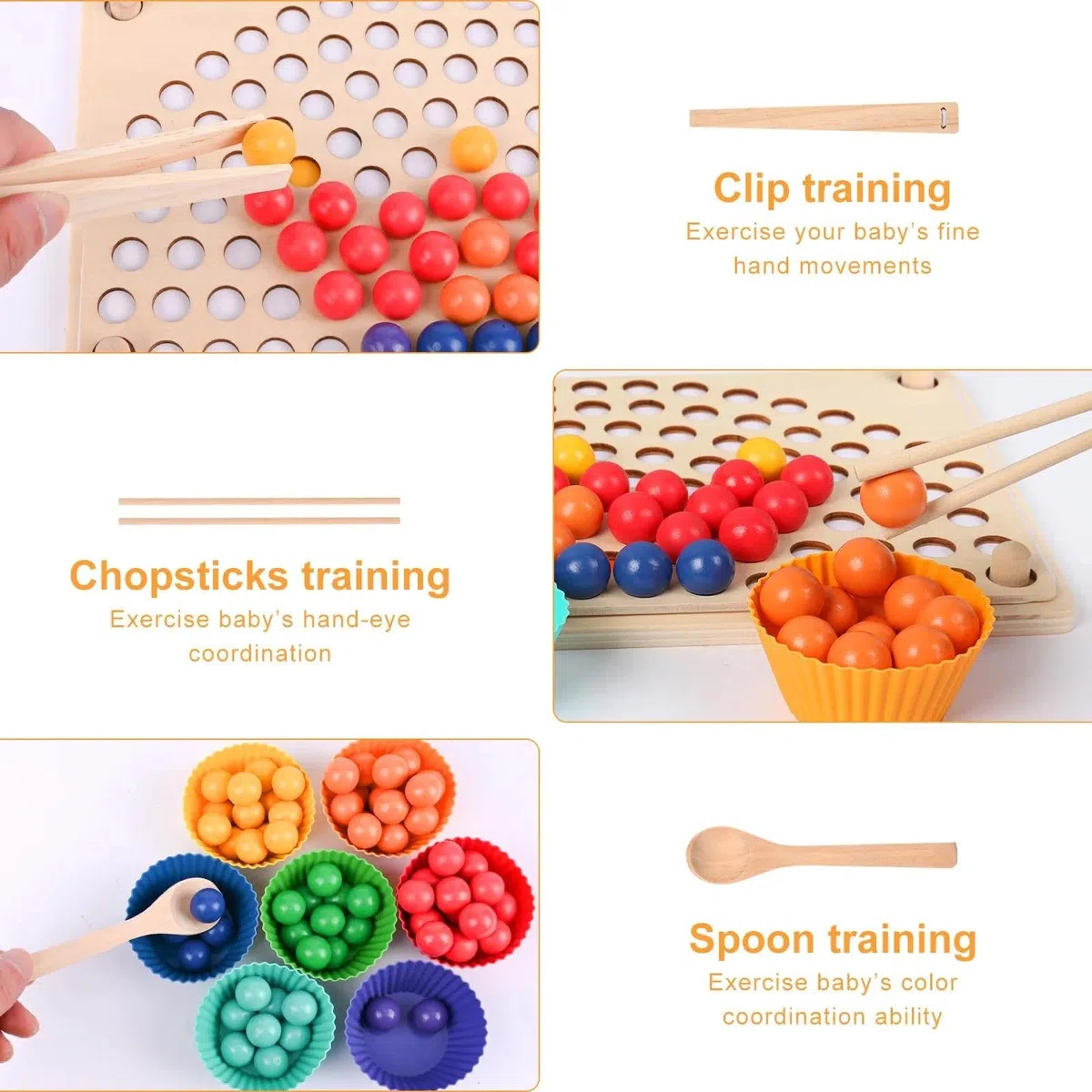 Giocattoli Montessori In Legno,Weinsamkeit Puzzle Di Classificazione Delle Perle Della Clip Del Giocattolo In Legno, Regali Di Compleanno Dell'Educazione Prescolare Dei Bambini Di 3, 4 E 5 Anni