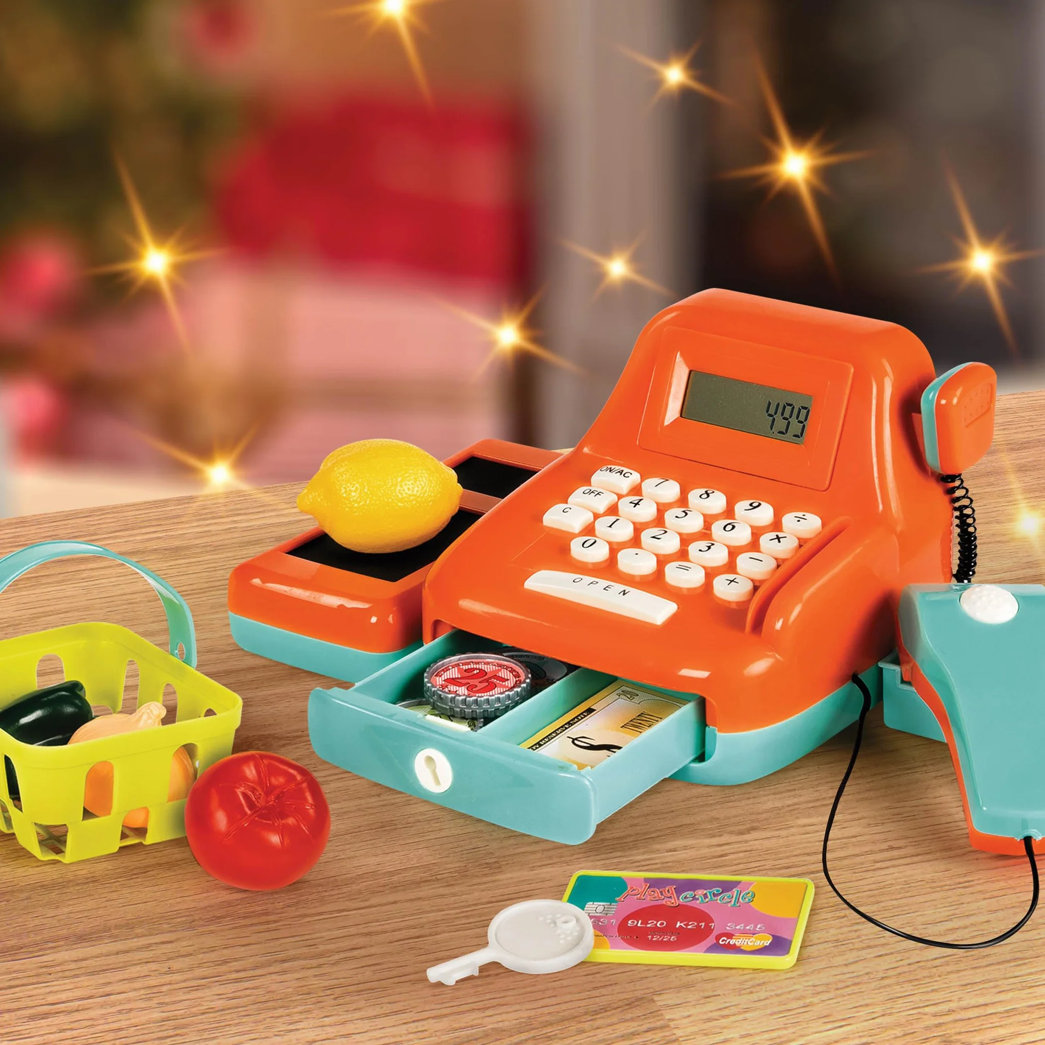 Battat - Registratore di cassa - Registro dei giochi di finzione - Calcolo del registro di cassa - Accessori per la spesa dei bambini - Scanner e suoni - 3 anni +