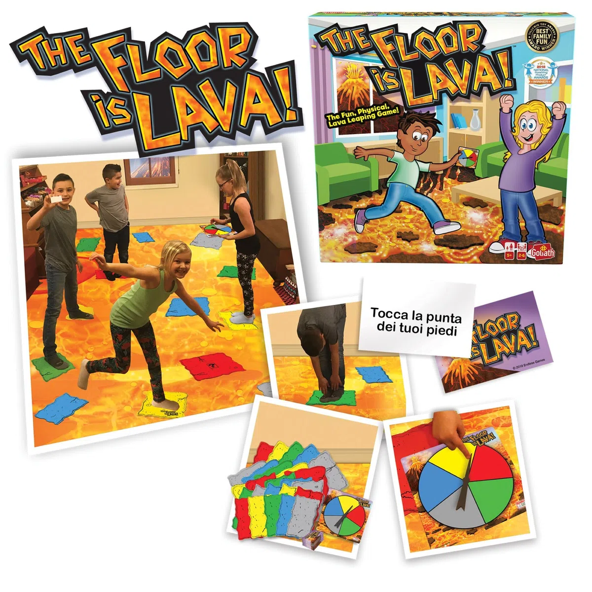 Goliath - THE FLOOR IS LAVA! - Gioco Interattivo per Bambini e Adulti - Stimola l'Attività Fisica e l'Immaginazione - Da 2 a 6 Giocatori - Dai 5 Anni in Su - Divertente e Coinvolgente - Multilingue