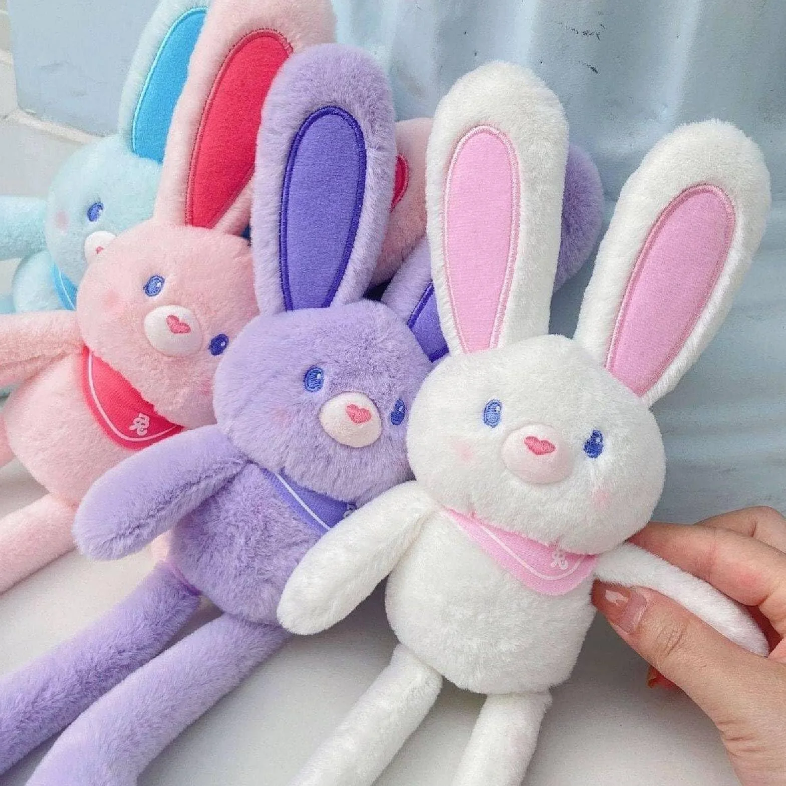 Peluche a forma di coniglio estraibile, divertente giocattolo interattivo a forma di coniglio con orecchie e zampe estraibili, giocattoli a forma di coniglio pasquale estraibile (D)