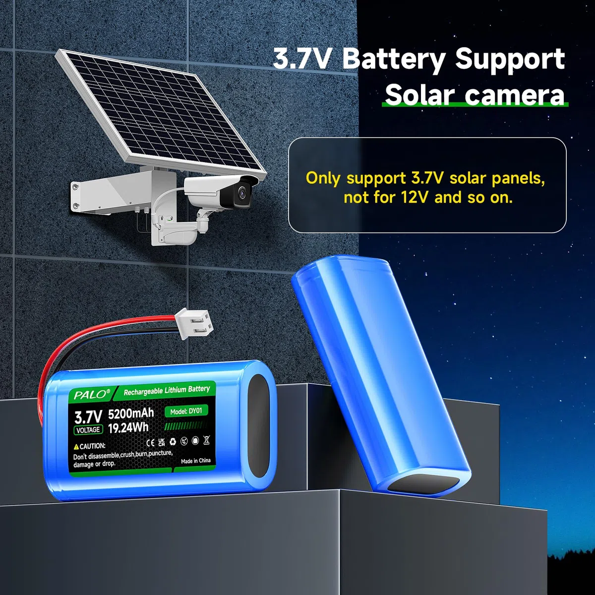 3.7V 5200mAh Batterie riutilizzabili, XH2.54/2P Batterie di litio per auto per giocattolo RC, telecamera wireless solare, altoparlante wireless, luce a LED esterna, lampada a parete