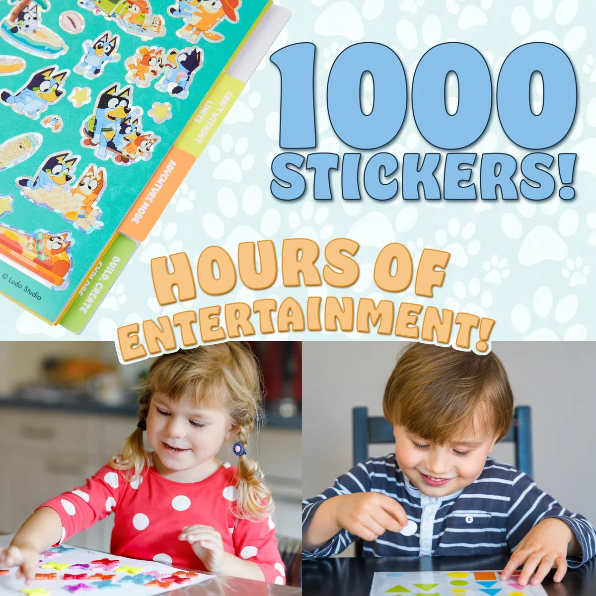Bluey Libri Adesivi Bambini Libro Stickers + 1000 Adesivi per Scrapbooking Attivita Creative per Bambini Idea Regalo