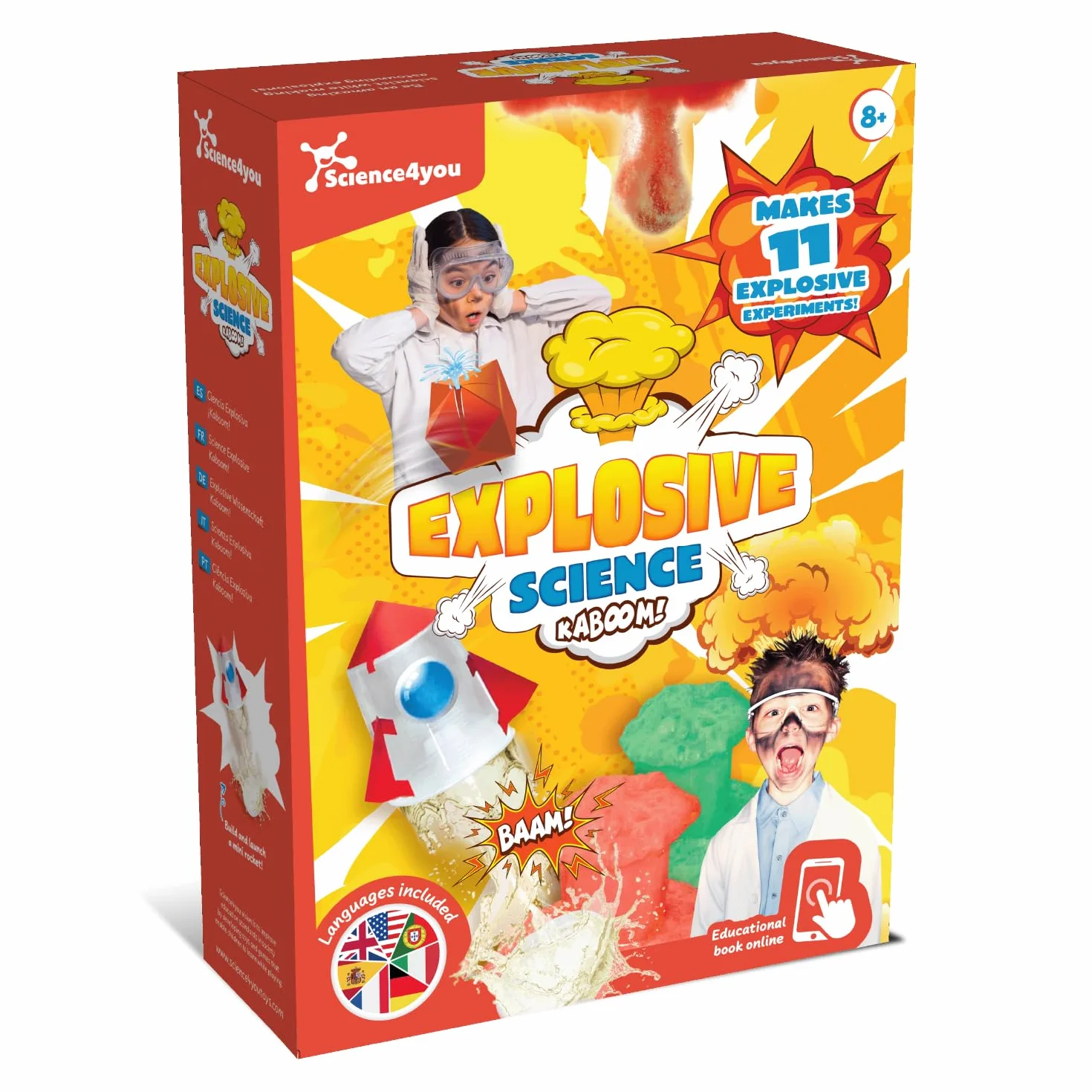 Science4you Esperimenti per Bambini 8+ Anni – Attività Kaboom per Bambini, Crea il tuo Razzo D'Acqua, Crea una nuova Bomba Frizzante, Giocattoli Educativi, Regali STEM per Ragazzi e Ragazze 8 9 10+