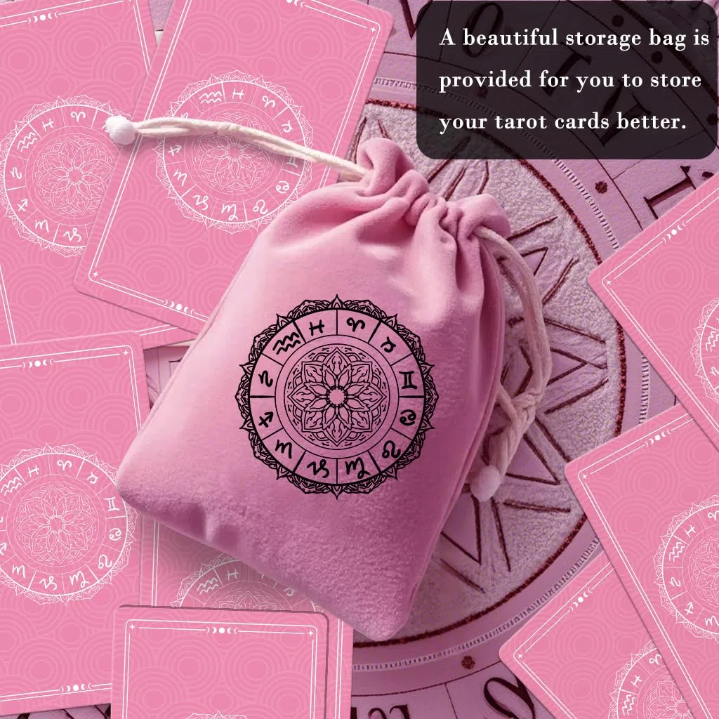 Smoostart Tarocchi rosa per principianti, mazzo di carte dei tarocchi con libro guida, tarocchi con significati su di loro viene fornito con squisita borsa di stoccaggio
