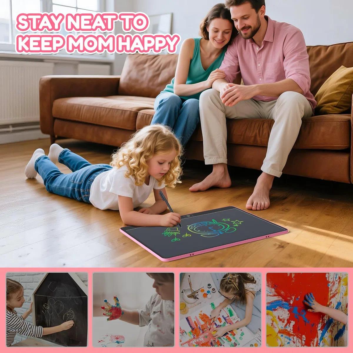 POPERFUN Tavoletta Grafica Bambini 16 Pollici,Colore Lavagnetta Cancellabile Bambini, Educativo Apprendimento Giocattoli per 3-12 Anni Ragazzi e Ragazze, Regalo Natale Compleanno