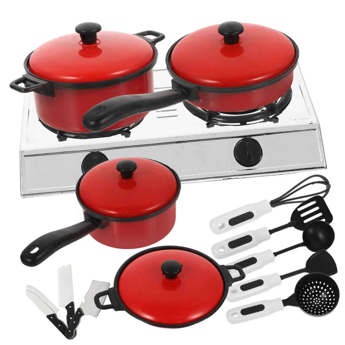 HEMOTON giocattolo da tavola vestito per bambini di legno mini giocattoli set da gioco in legno pentole da gioco per la casa utensili da cucina per la casa cibo stoviglie padella impostare