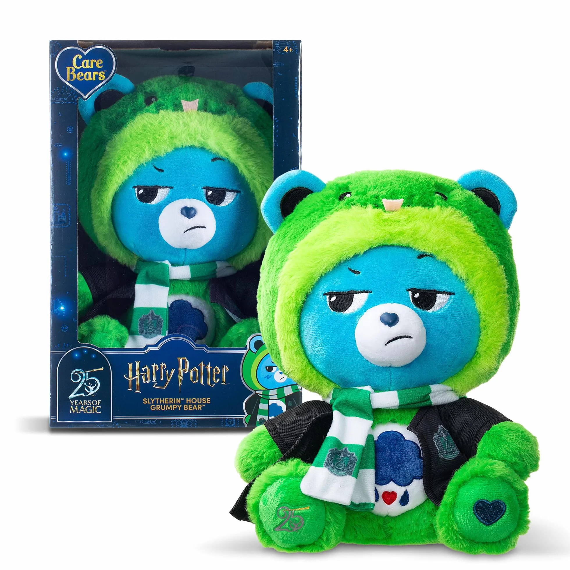 Care Bears Collab (Magic) Felpa con Cappuccio Mascot Peluche - Orso Grumpy x Serpeverde