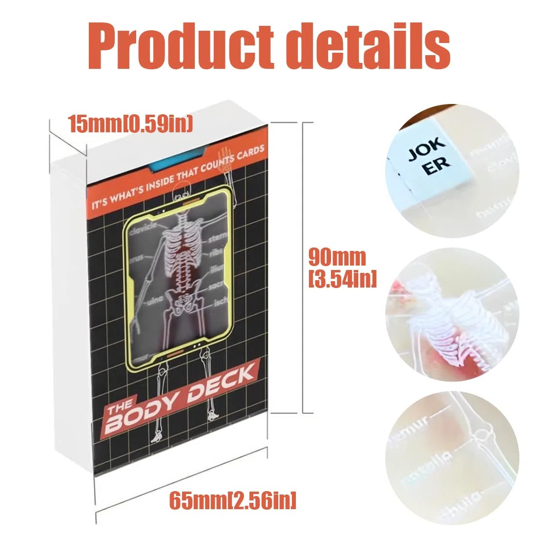 GXGM 1 Pezzi Funny Transparent Human Anatomy Playing Card,The Body Deck,Unique Transparent 3D Image of The Human Anatomy Playing Cards,for Card Collectors.