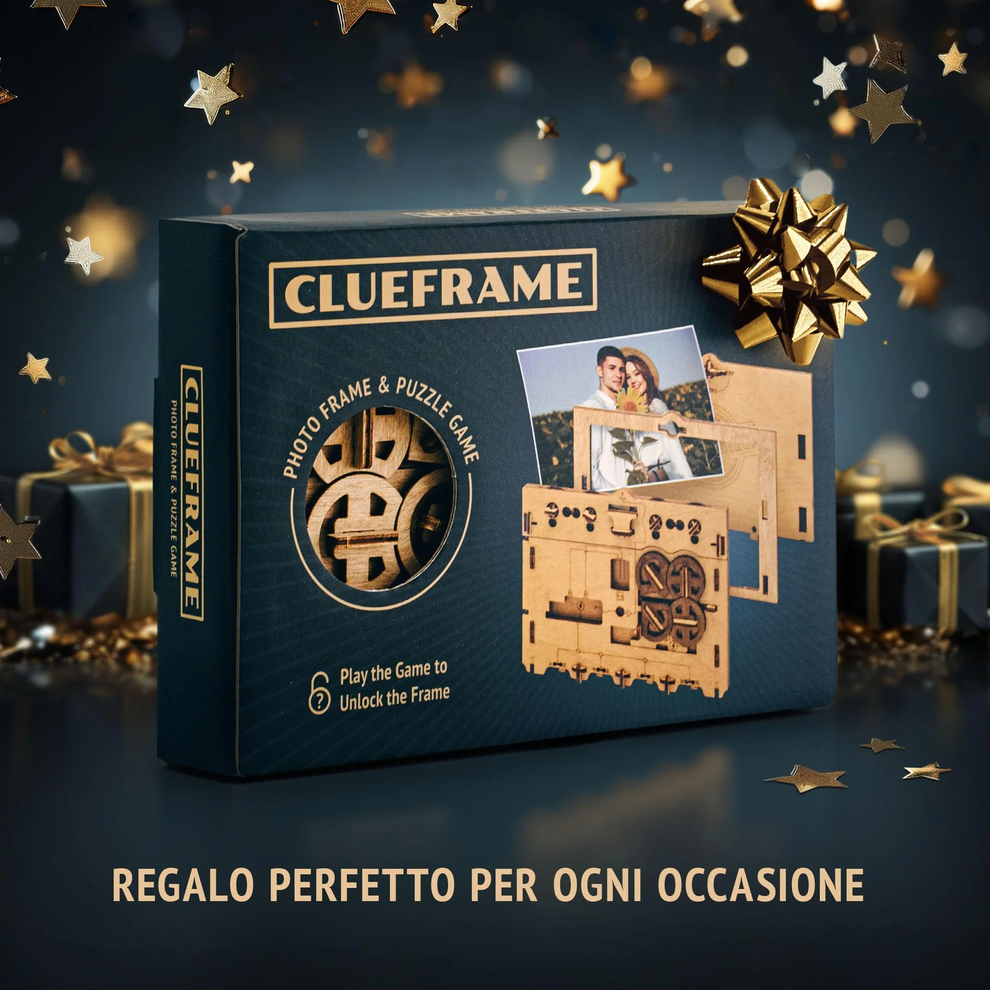 iDventure Clueframe - Cornice fotografica segreta - Personalizzato regalo - Escape Room gioco in legno - puzzle 3D - regali per lei - scatola rompicapo - regalo fidanzato - puzzle rompicapo adulti