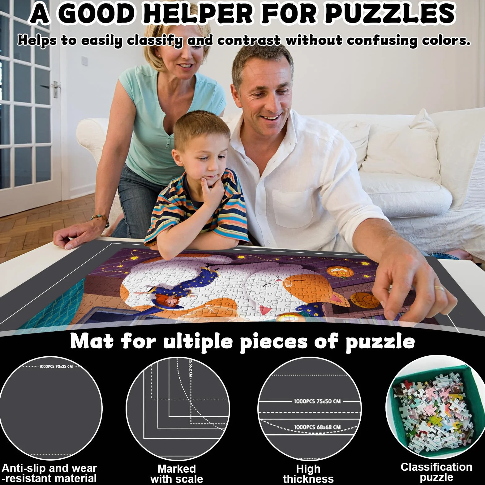 Puzzle Mat,Portable,Non-Slip Rolling Puzzle Mat, Puzzle Pad Felt 1000 1500 2000 3000 Pieces