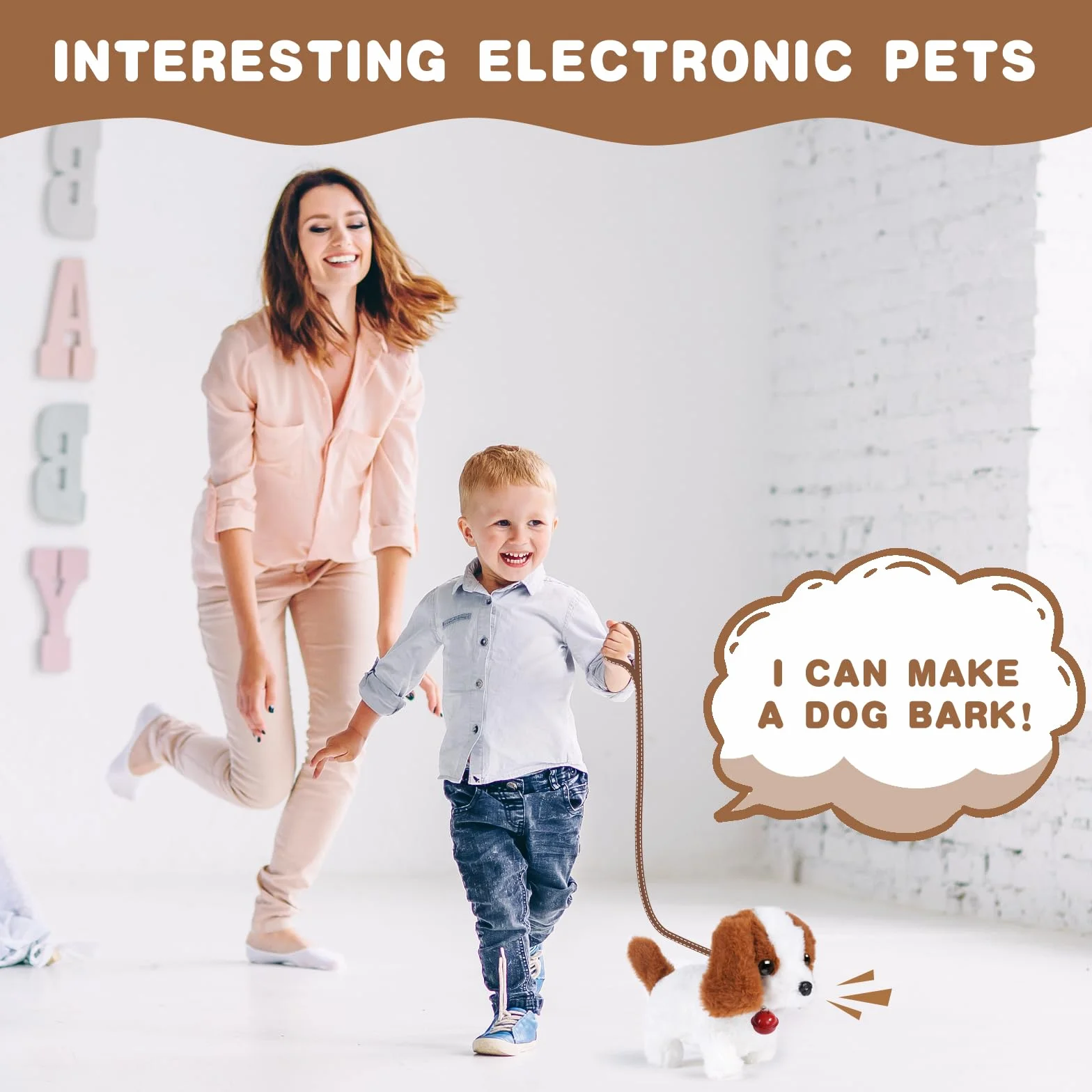 Elettronico Cane Giocattolo, Simulati Peluche Cane Giocattolo Giocattoli, Interattivi, Passeggiate, Corteccia Giocattoli Prima Educazione Regalo di Compleanno