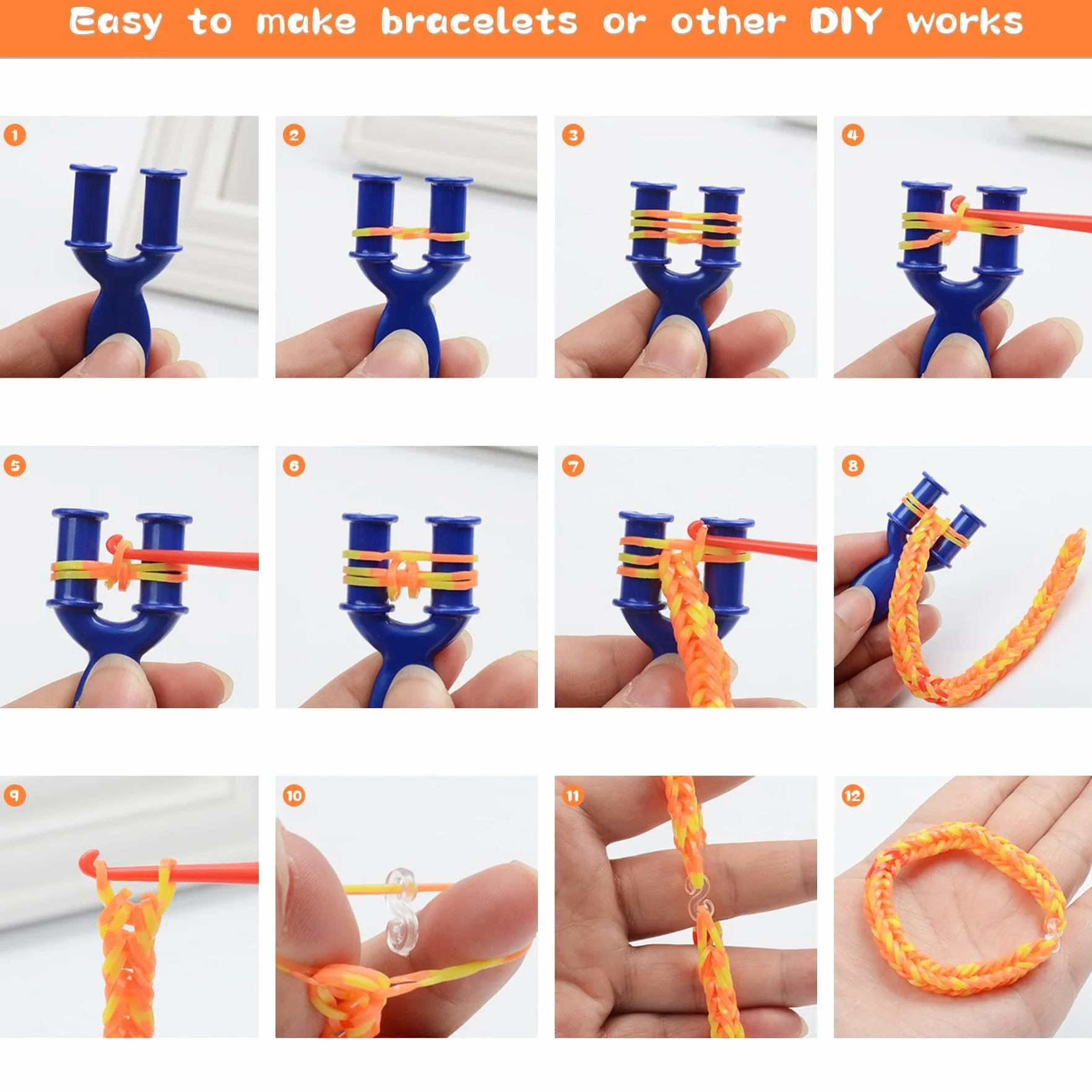Elastici per Braccialetti, 2500+ Bracciale Elastici Colorati Loom Bands Kit 40 griglia, Fai Da Te Bambina Elastico di Gomma Bracciale Lavorare a Maglia Fare Braccialetti Perline Giocattolo Regalo