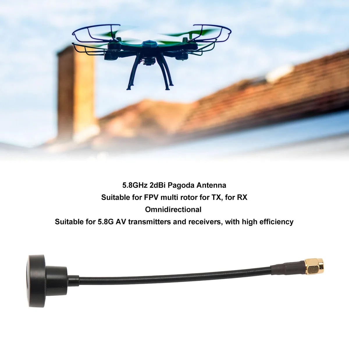 per Foxeer FPV Antenna, 5.8G 2dBi Mini RHCP Omnidirezionale Pagoda Antenna, Antenna Ad Alto Guadagno a Lungo Raggio Lecca-lecca per Drone da Corsa FPV Remoto