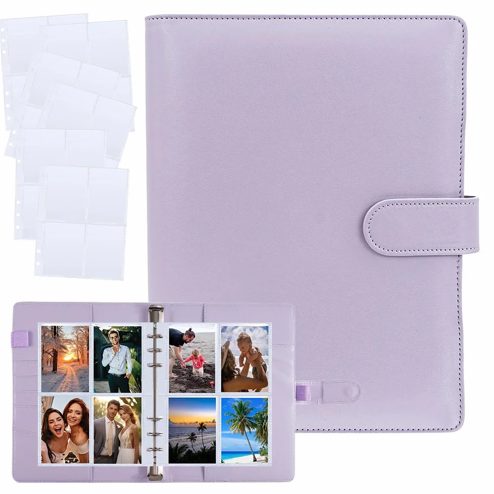 Kpop Photocard Binder A5 120 Tasche 4 Pagine 30 Pagine Album Fotografico 6 Album Ad Anelli in Pelle PU per Raccolta di Foto