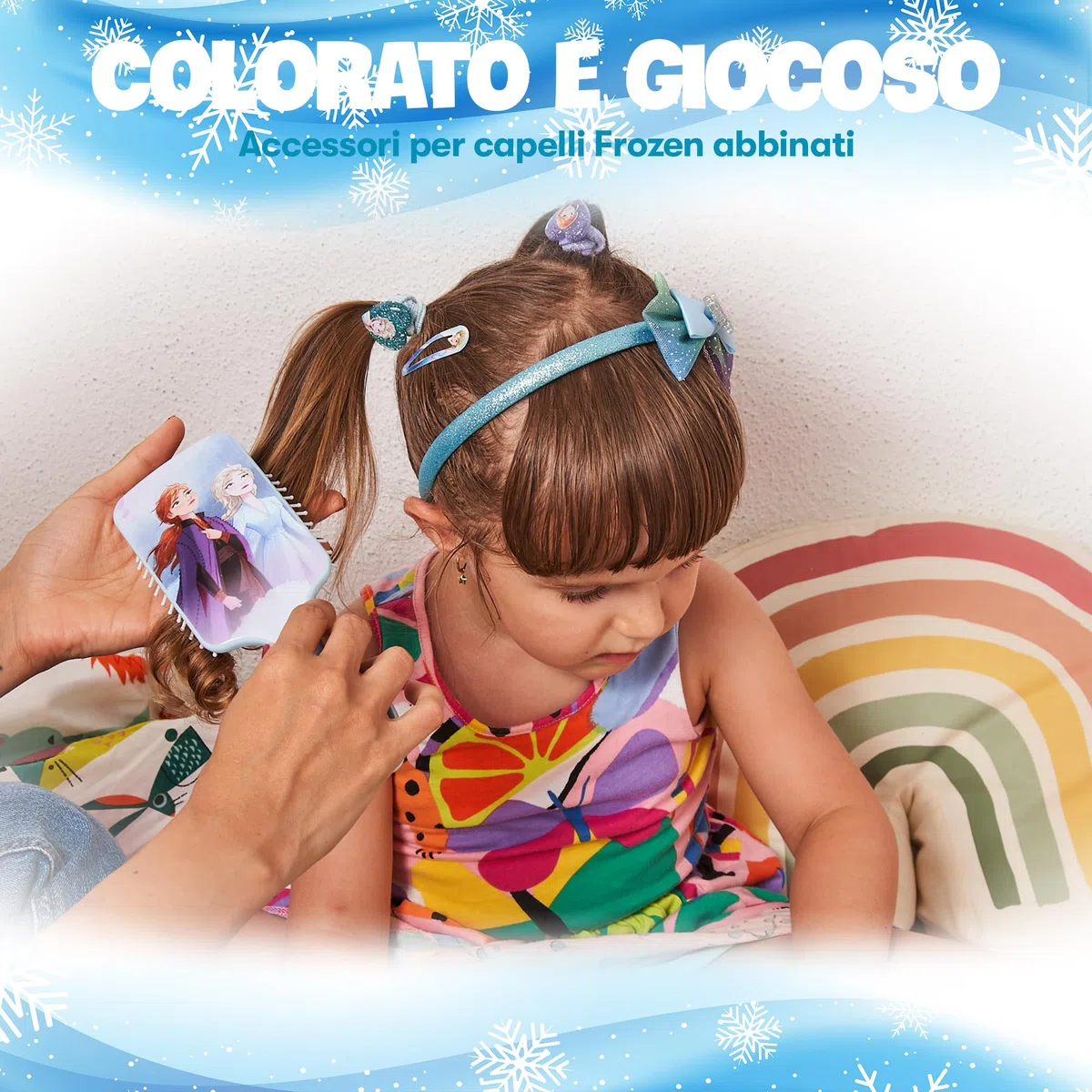 Frozen - Elsa e Anna - Kit Set Accessori per Capelli - Spazzola,Cerchietto, Mollette - Costume da Principessa - Idee Regali Regalo per Bambina e Ragazza