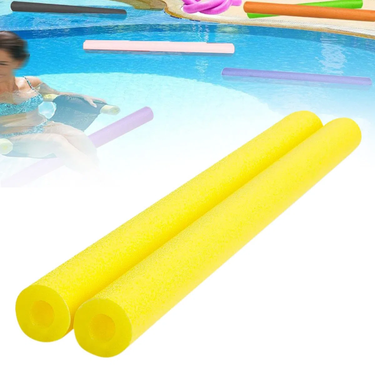 2 Pezzi Galleggiante per Piscina Tubo di Gommapiuma Barra Galleggiante per Allenamento Uso Multiuso Adatto per Sport Acquatici Lezioni di Nuoto Giochi, Giallo