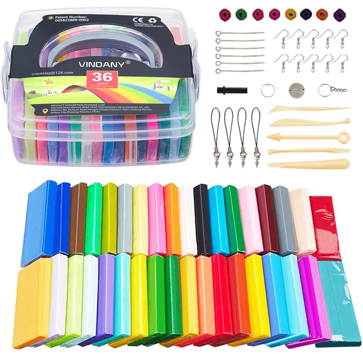 Vindany Argilla Polimerica - 36 Blocchi di Modellazione Argilla Kit Forno Morbido Cuocere Argilla con Strumenti di Modellazione DIY Craft Clay Set per Bambini (36 Colors)