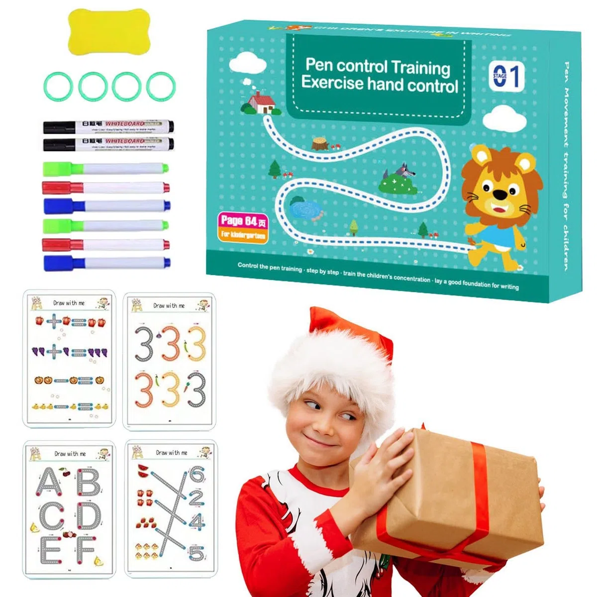 Tôddler Workbook - Libro Di Tracciamento Delle Lettere In Età Prescolare Per Bambini | Quaderno Di Pratica Riutilizzabile Per Il Controllo Della Penna | Libro Di Formazione Sulla Scrittura Dei Numeri