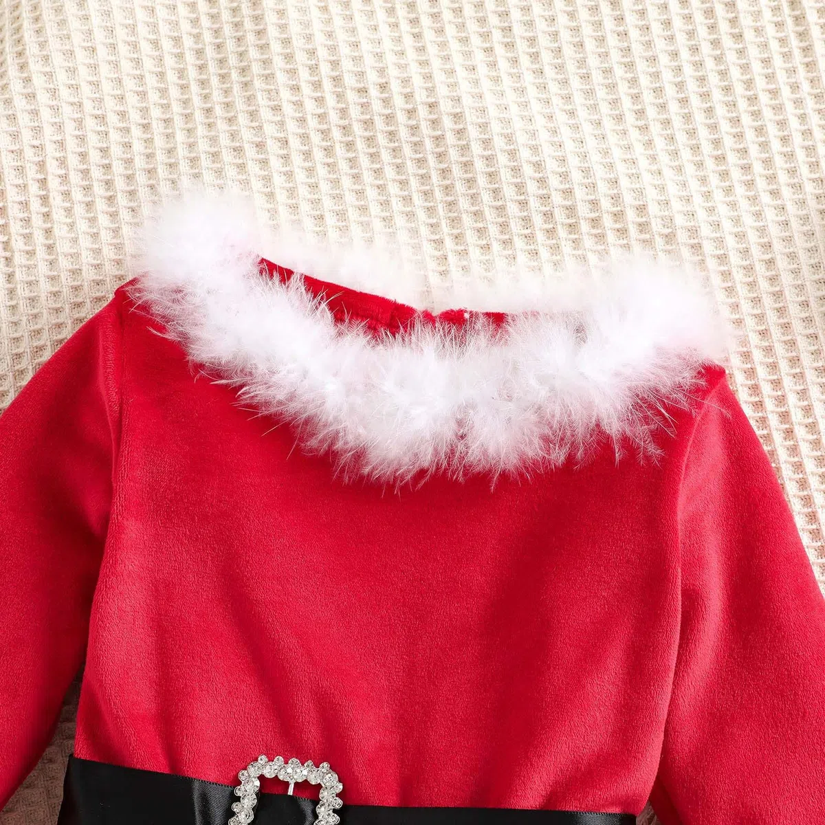 3Pcs Costume Babbo Natale Bambina Vestito Natale Bambina Costume Natalizio Completo Festival Abiti da Festa + Scialle + Cappello Ragazza Vestiti Natalizi Bambina