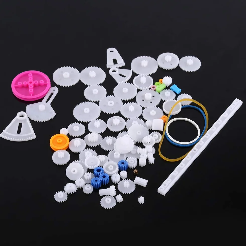 Fafeicy Set Ingranaggi in Plastica Ingranaggi Motore Elettrico 12V Kit Viti Senza Fine per Puleggia Ingranaggi per Corona Parti Giocattoli per Robot Giocattolo(The Essence of 85 Kinds of Gear Pack)