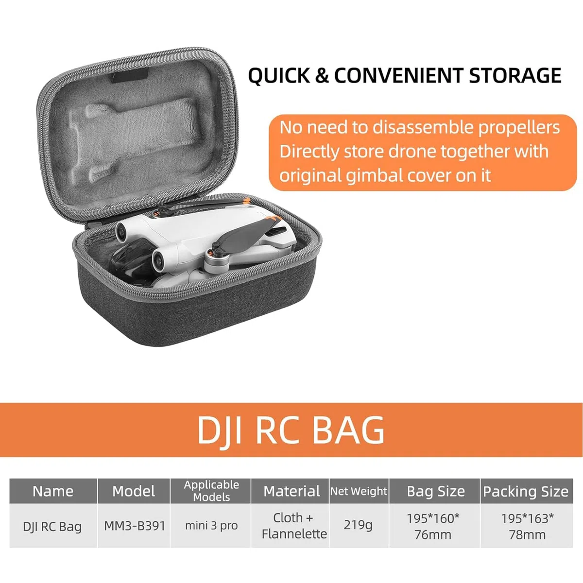 Borsa Portatile per DJI Mini 3 Drone e Telecomando - Accessori con Tasche