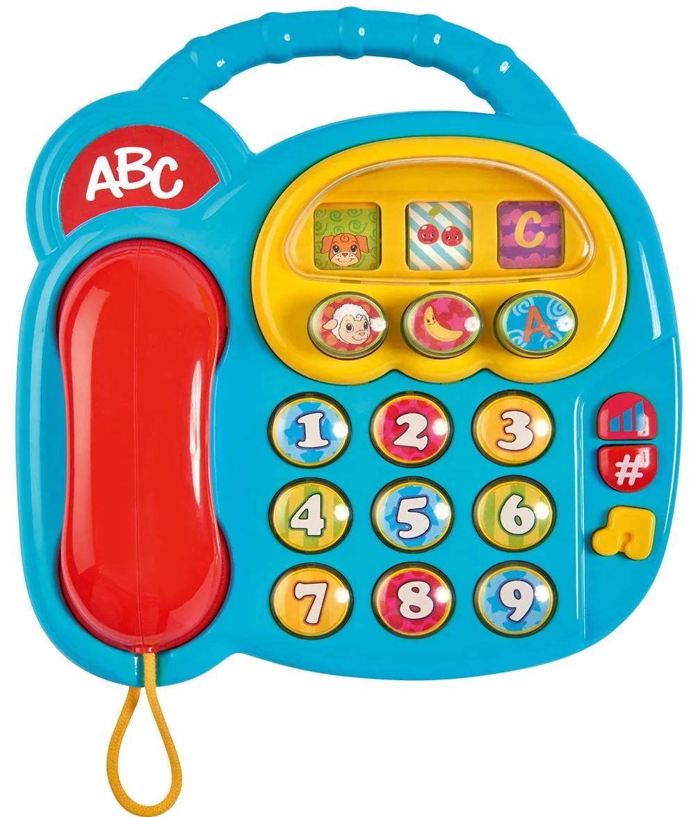 Simba ABC 104010016 - Telefono colorato, Giocattolo per Bambini, Display Girevole, Melodia, Telefono da Gioco, Telefono educativo, con Diversi Suoni, 20 cm, capacità motorie, Bambino a Partire dai 6