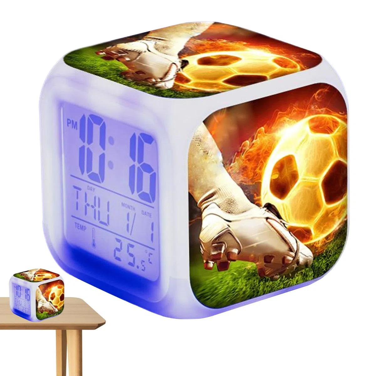 Sveglia per bambini | Orologio da tavolo con LED, sveglia da comodino da calcio, scrivania, piccola digitale, elettronica per la decorazione della casa