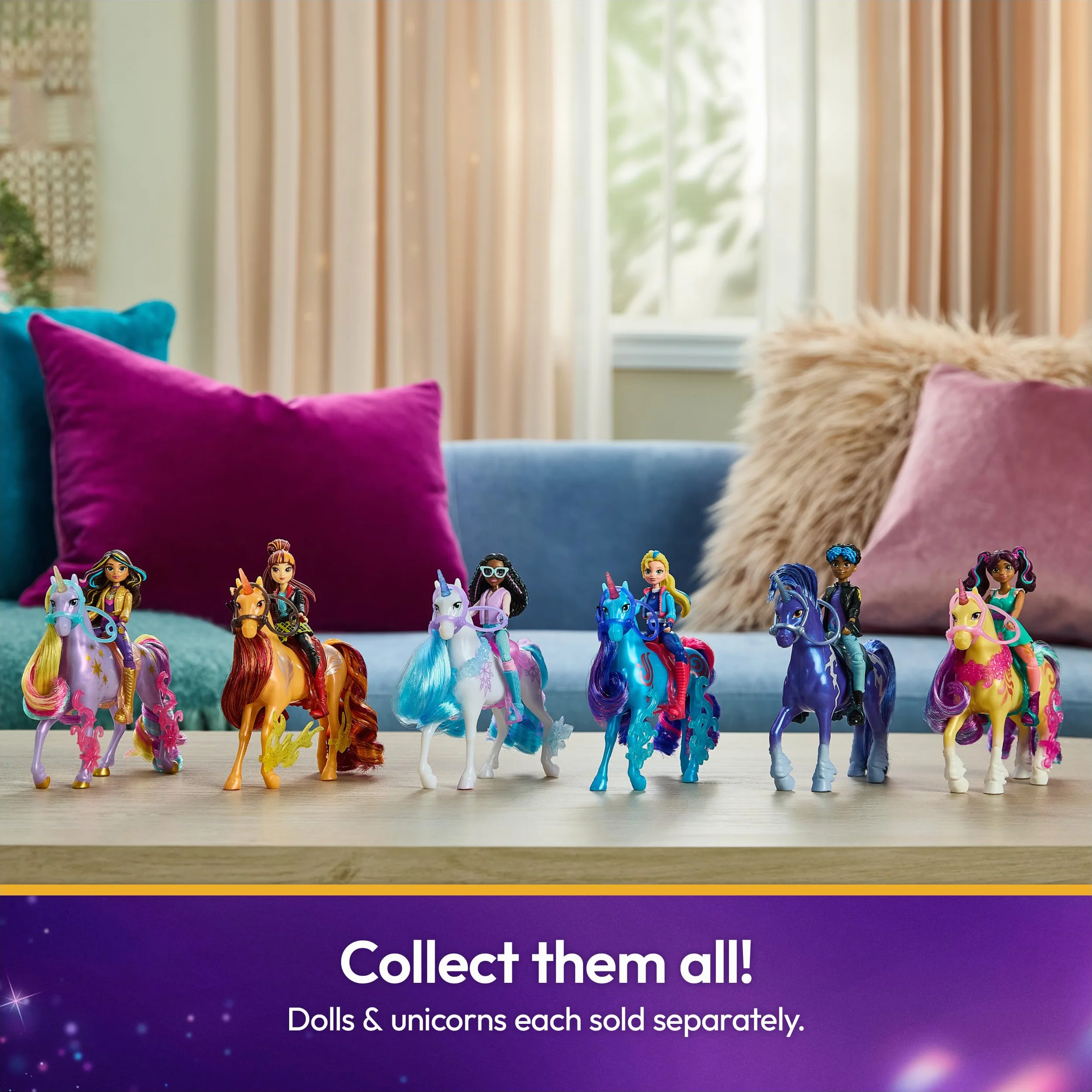 Unicorn Academy Set – AVA e pianta Magica Foglia con Vera criniera e Coda e Funzione Luminosa Magica, Circa 12 cm Personaggi Originali della Popolare Serie Netflix, per Bambini dai 4 Anni in su