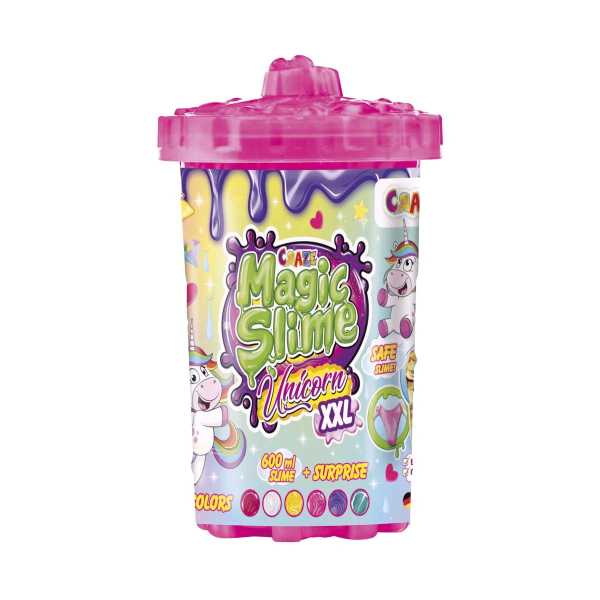CRAZE MAGIC SLIME UNICORNO, slime per bambini XXL con figura di unicorno 600 ml glitter slime, giochi bambini 34392