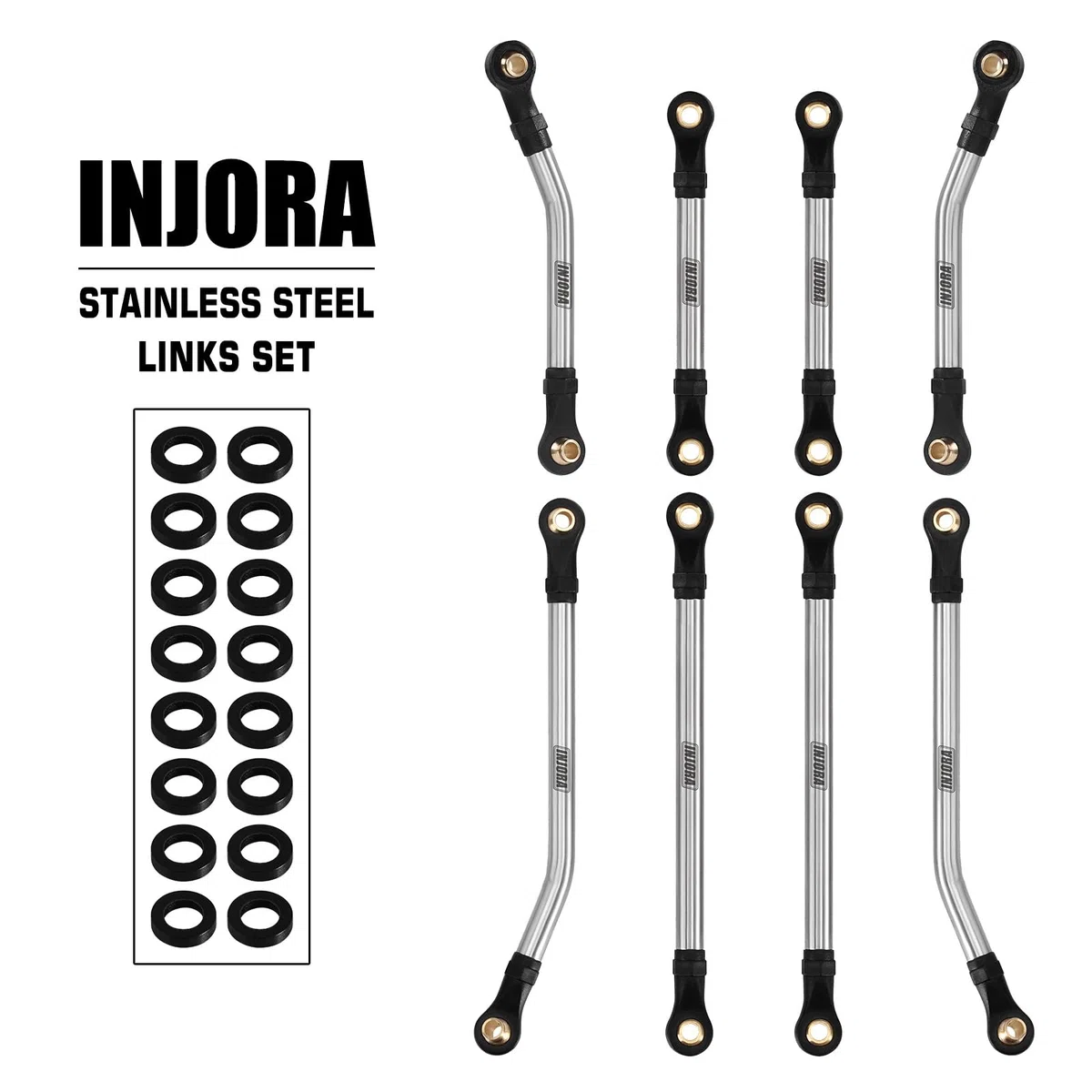 INJORA Acciaio Inossidabile Gioco Elevato Set di Collegamenti dello Chassis per 1/18 RC Crawler TRX4M High Trail K10 F150