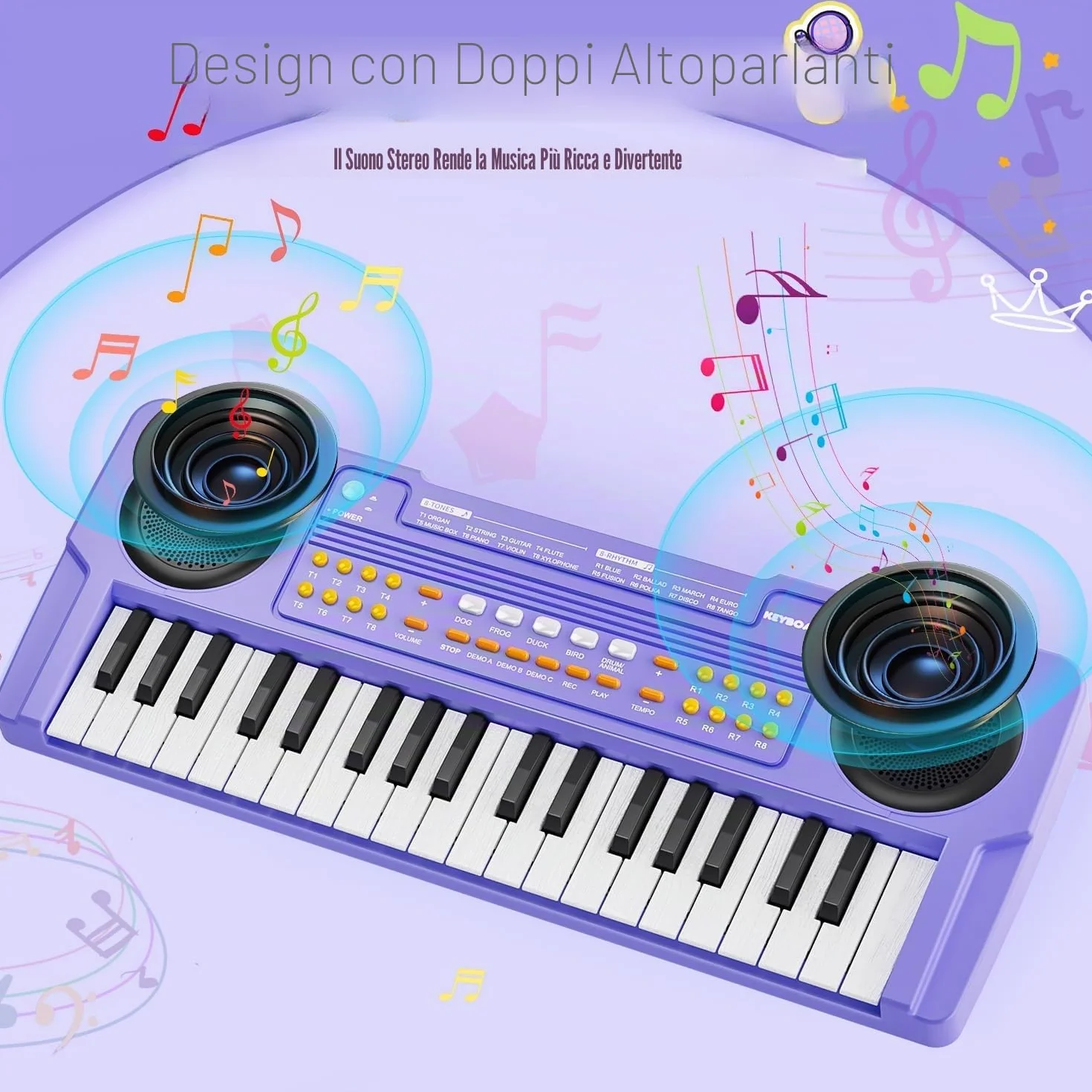 Pianoforte Tastiera Giocattolo per Piccoli - Pianoforte Elettrico 37 Tasti con Microfono - Giocattoli per Bambine Bambini di 3 4 5 6 7 Anni - Regali di Compleanno e Natale (Viola)