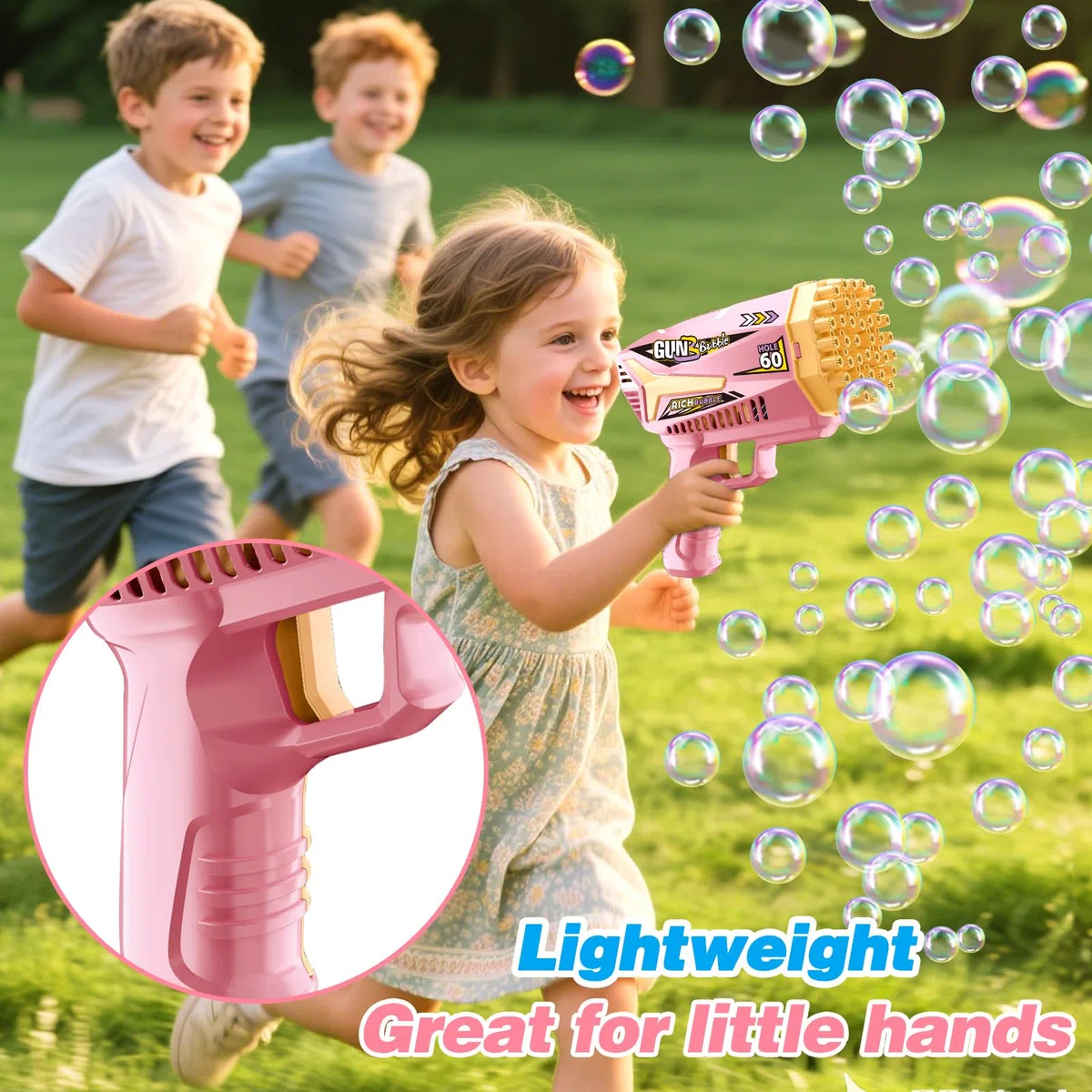 Pistola a Bolle per Bambini, 2 Pieces Macchina Automatica per Bolle, Sparabolle di Sapone LED, 15000 + Bolle/Min, per Feste Compleanno All'aperto Matrimoni, Verde, per Bambini Giardino Estivi