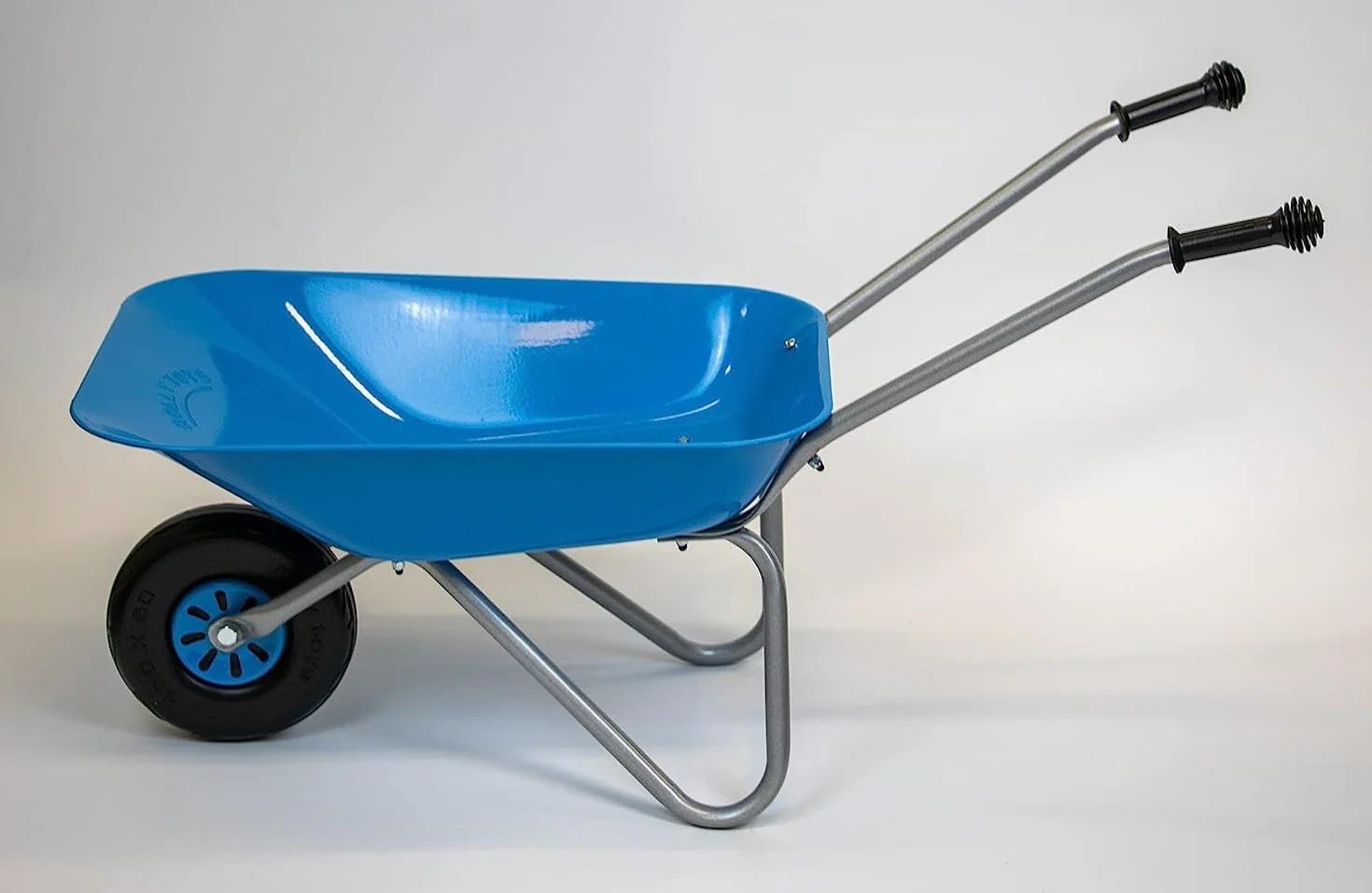 Rolly Toys Carriola per bambini (colore blu/argento, carriola da giardino, carriola in metallo, giocattolo per bambini dai 2,5 anni in su, portata fino a 25 kg, attrezzi da giardino azzurro per