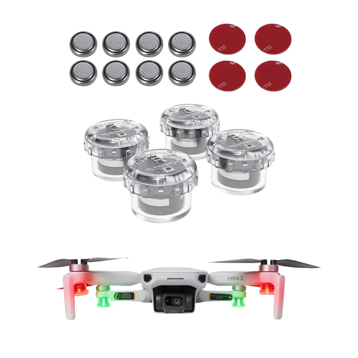 Luce stroboscopica per drone DJI Mini 3 Pro, Mavic 3, Air 2, Mini SE, Zoom e Phantom, rosso o verde, alta luminosità, 3 modalità lampeggianti, 120 min, 30 min