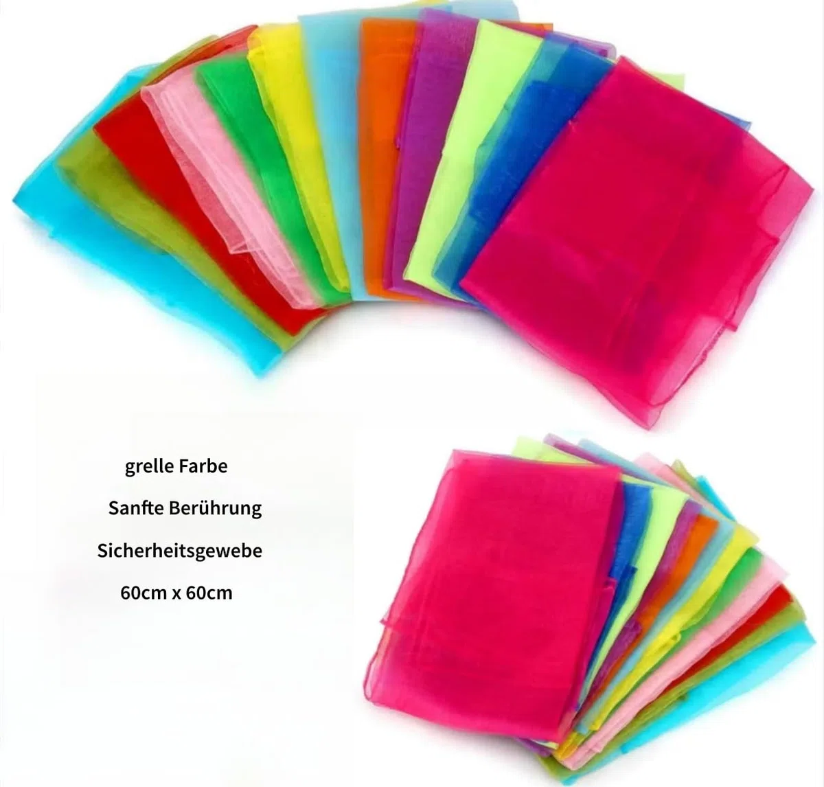 36 panni da giocoliere, colorati, in seta, per bambini, quadrati, danza, da ginnastica, sensoriali, da ballo, 60 x 60 cm, panni colorati