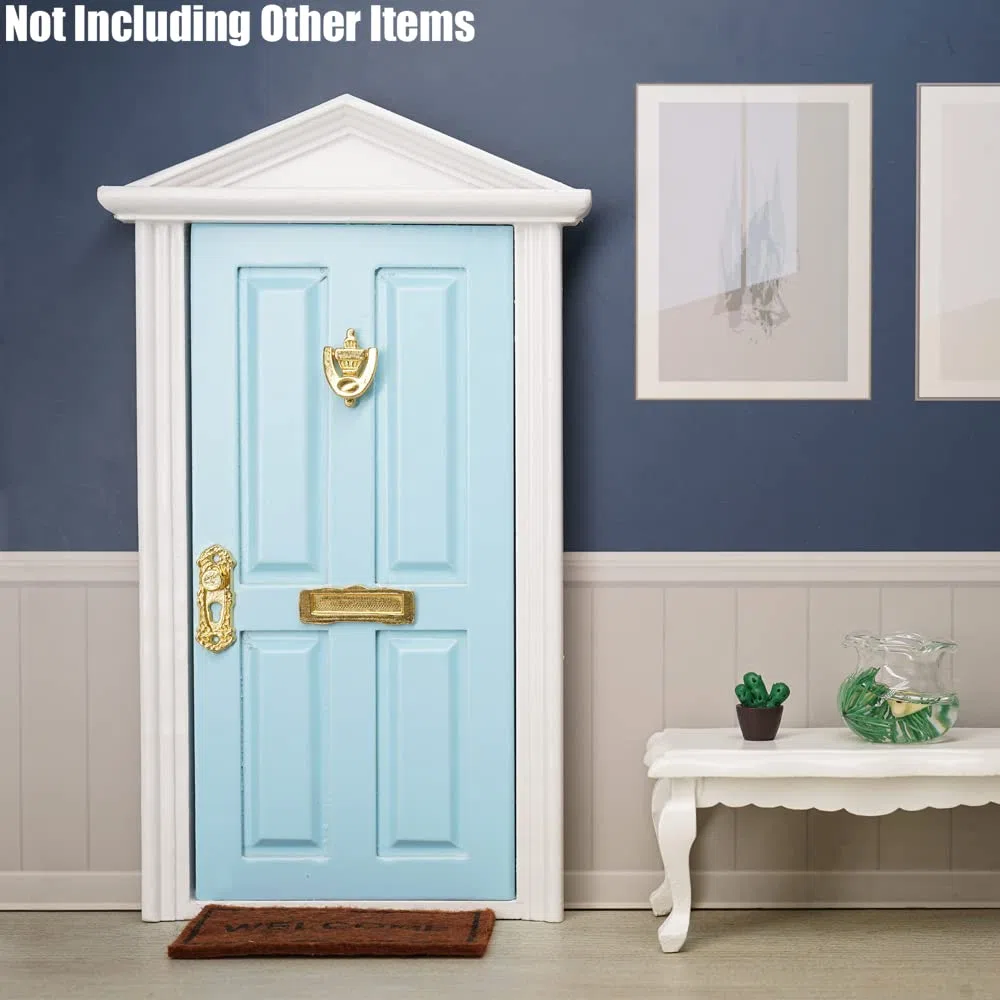 Odoria 1/12 Miniatura Porta Blu con Serratura e Chiave Accessori per Mobili di Casa Delle Bambole
