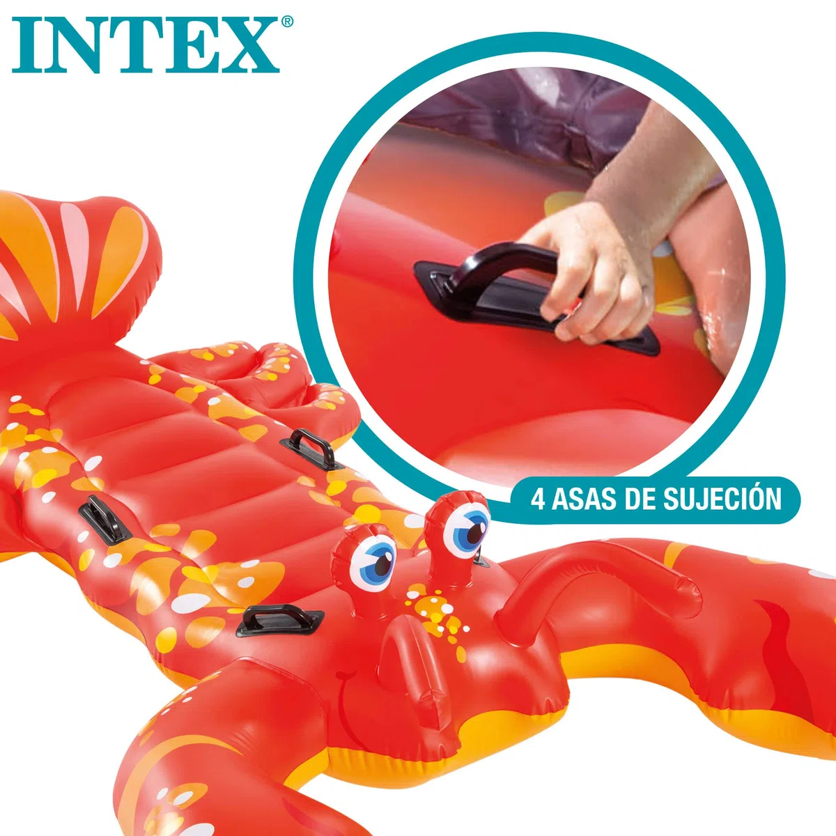 Intex 57528NP - Cavalcabile Gonfiabile Mare Aragosta, Vinile, Rosso, 213x137 cm