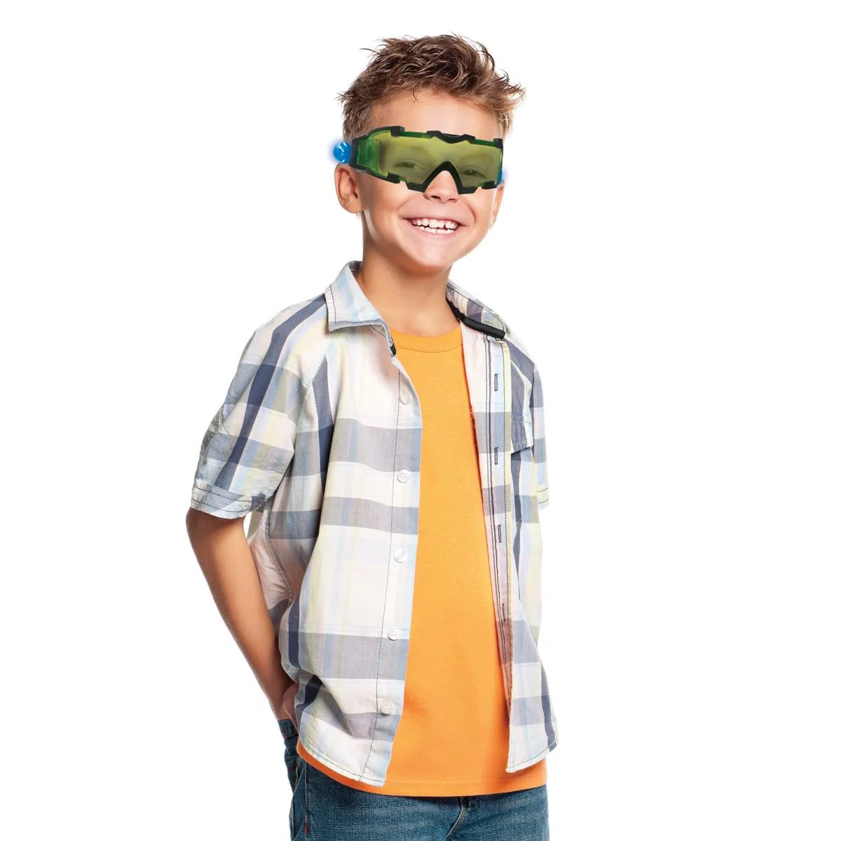 Lexibook - Spy Mission, Occhiali Spia per la Visione Notturna, luci LED a Scomparsa, Vetro colorato Verde, Elastici Regolabili, Nero, RPSPY04LXB